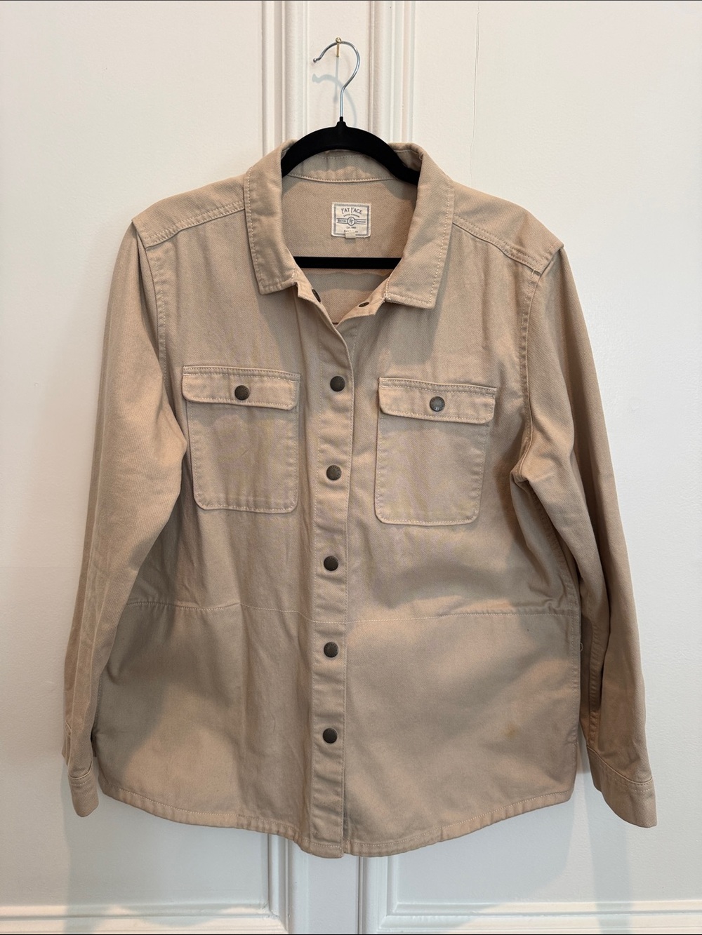 Fat Face Tan Button-Up Shirt Jacket Shacket